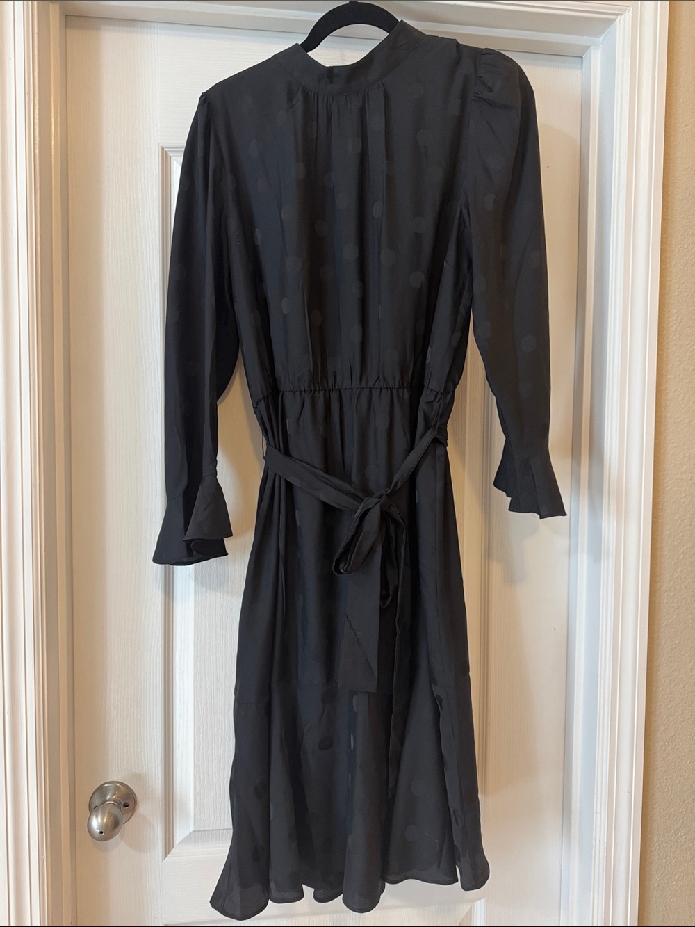 Ann Taylor Black Polka Dot Midi Dress Size 16